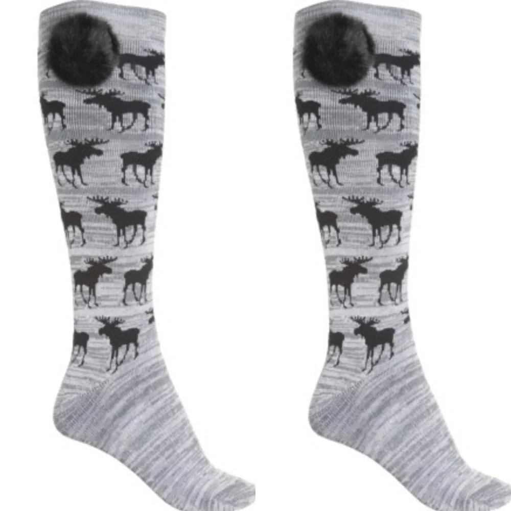 Born Full Cushion Moose Print Socks - Over the Calf